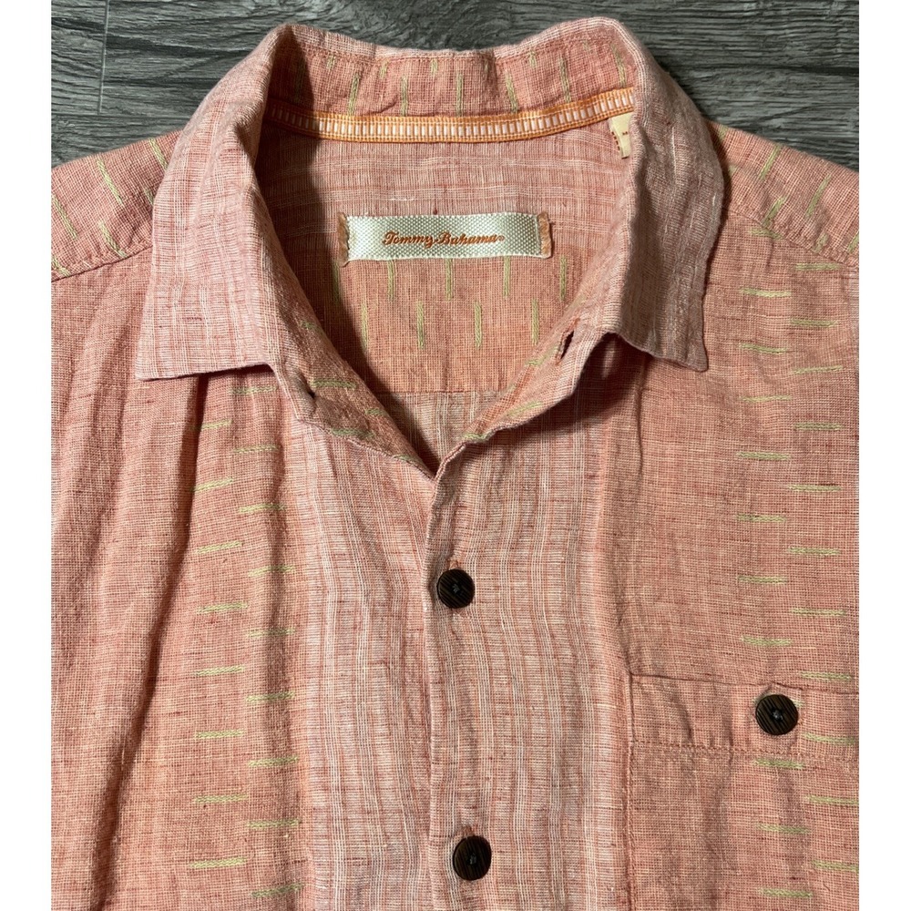 Tommy Bahama‎ 99% Linen Sunwashed Orange Hawaiian Shirt Size Medium